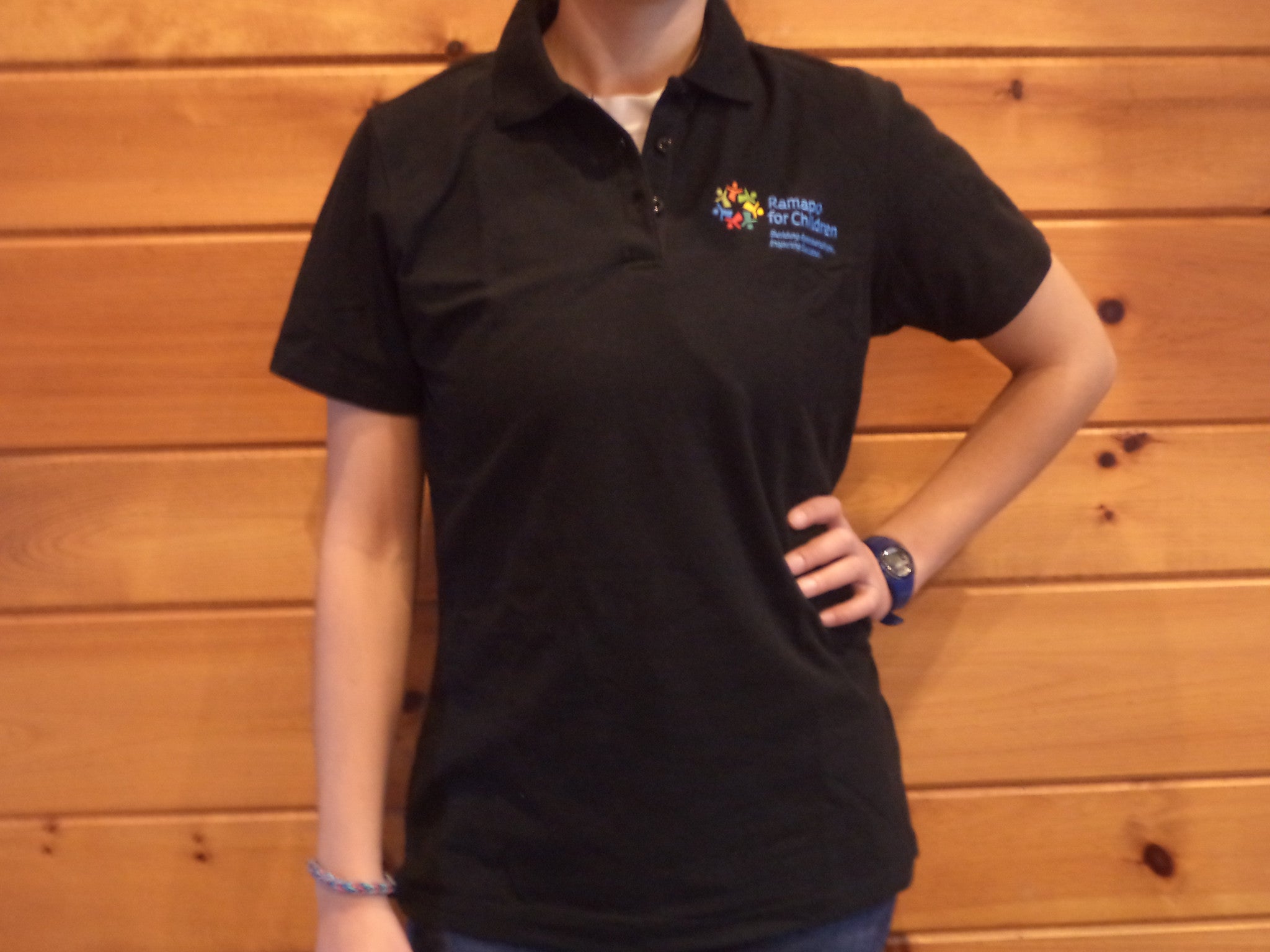 Women's Black Logo Polo
